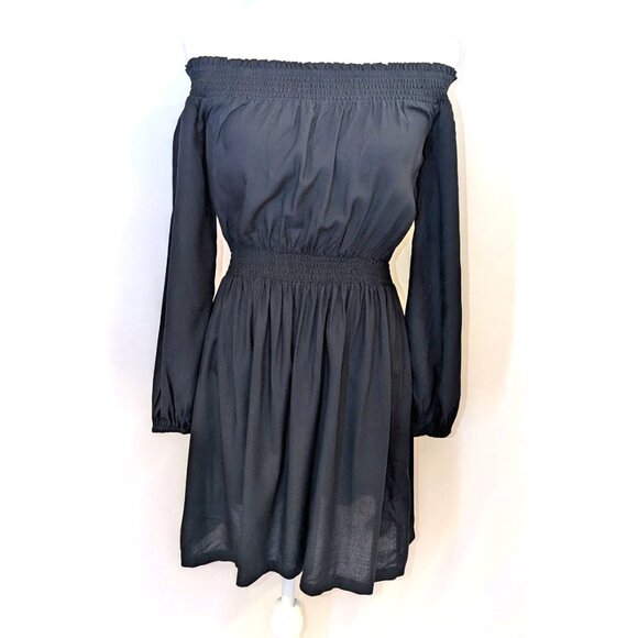 NWT Roxy | Off The Shoulder Mini Dress "Dream Escape" Gray Black | Size Small - Picture 2 of 9